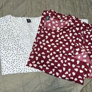 Shein Curve‎ 1XL Polka Dot Heart Print Sleeveless Blouse Top Bundle